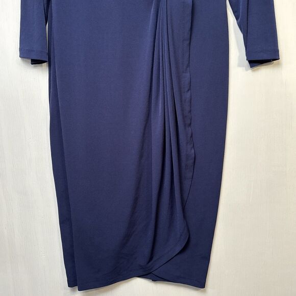 A Pea in the Pod Women's Dress Medium Faux Wrap Maternity Navy - Picture 6 of 13